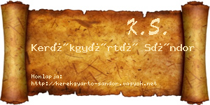 Kerékgyártó Sándor névjegykártya
