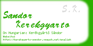 sandor kerekgyarto business card