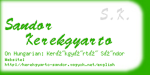 sandor kerekgyarto business card